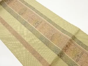 本場筑前博多縞に草花模様織出し名古屋帯